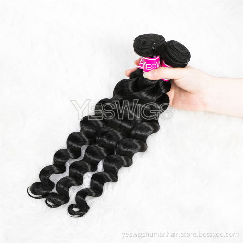Double Weft Peruvian Human Hair Bundle Extensions Loose Deep Wave Peruvian Young Girl Donor Human Hair Bundles Vendor Wholesale